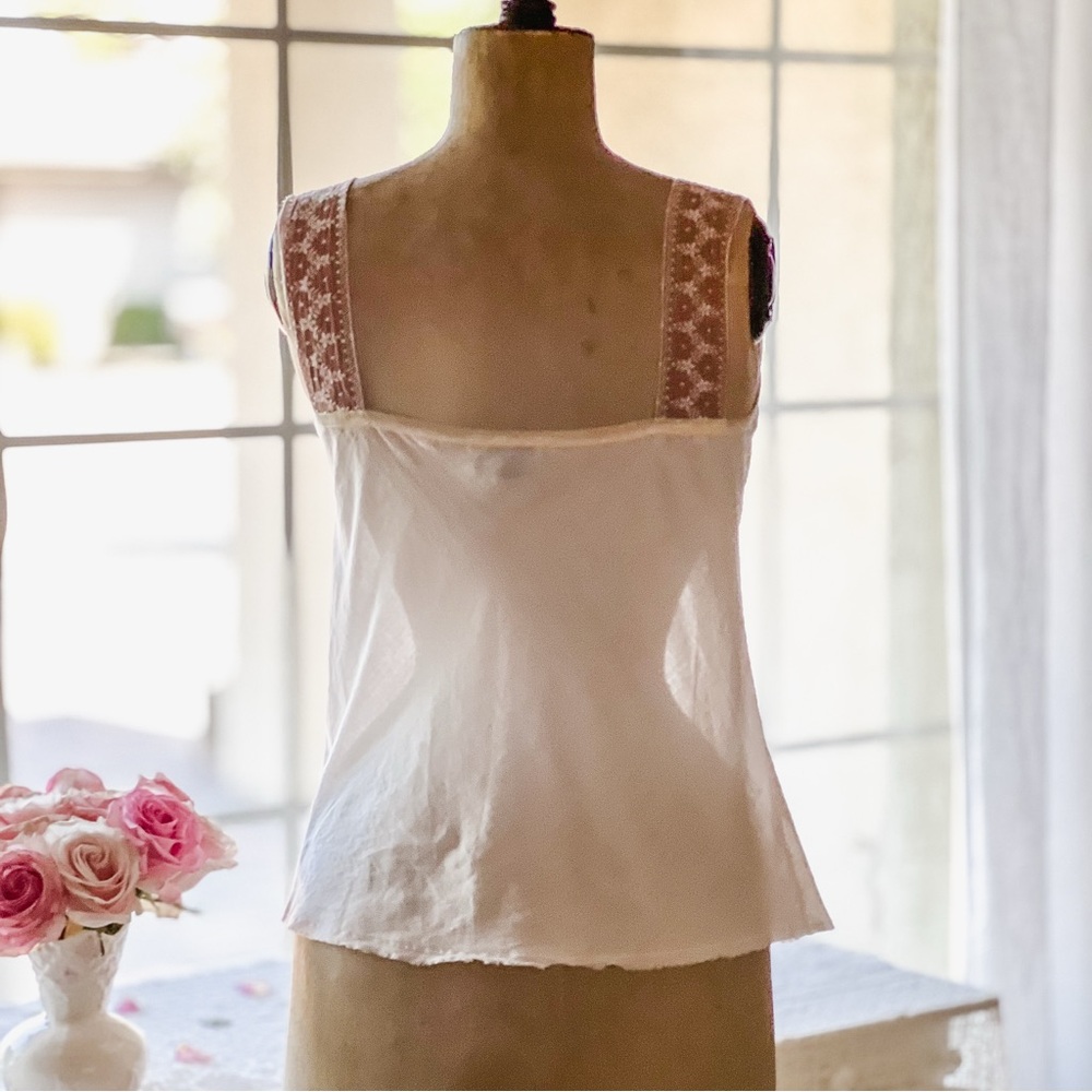 Vintage Camisole Top Powder Pink Embroidered Straps Size XS - Picture 8 of 9